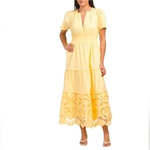 Haute Hippie Yellow Eyelit Dress